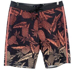 Rip Curl Mirage Ultimate Stretch Boardshorts 32 Pineapple Red Black EUC